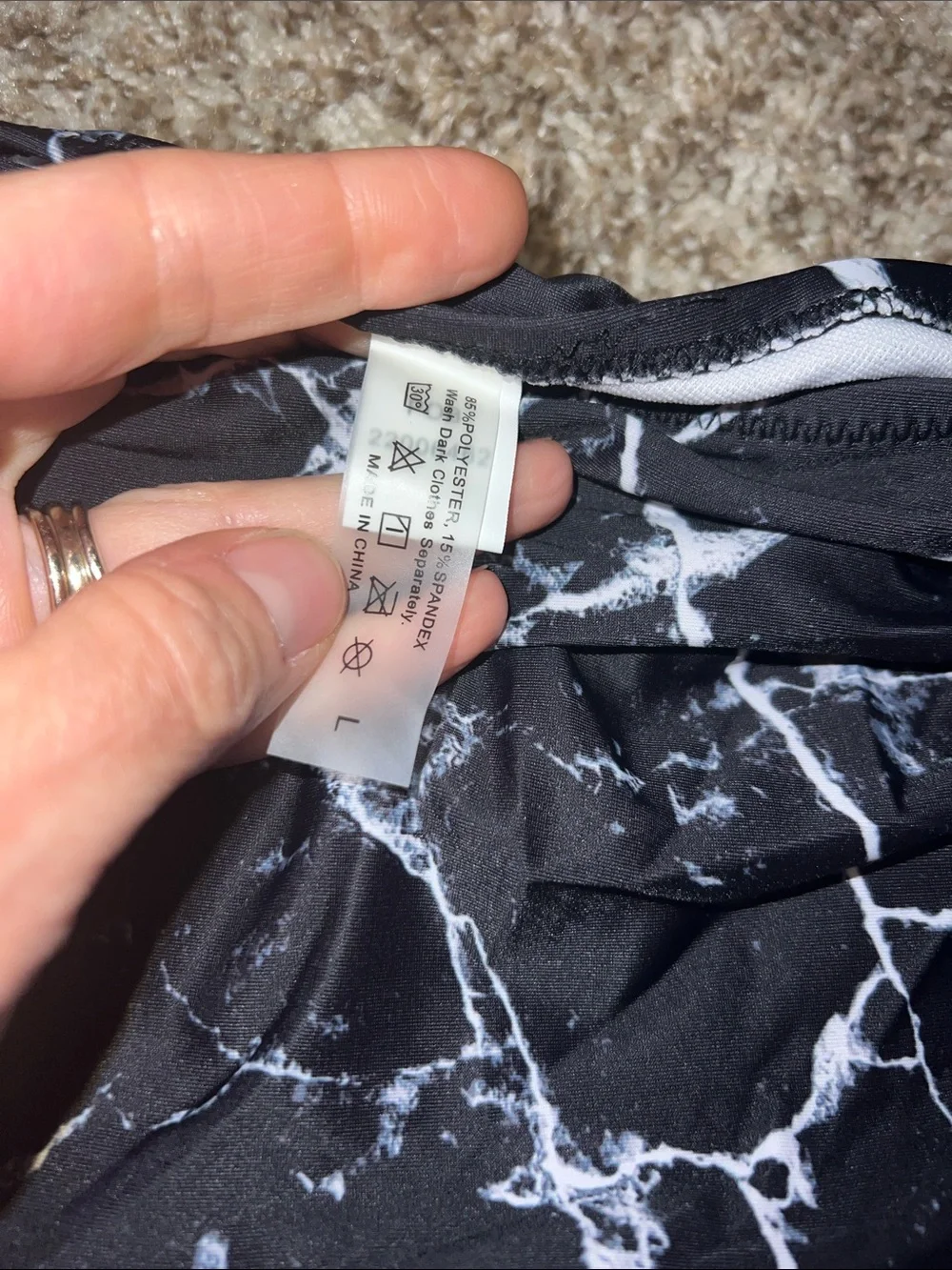 NWT! Women’s Flattering Black Marble Bikini - Halter & High Waist Bottoms Sz L - Picture 8 of 8